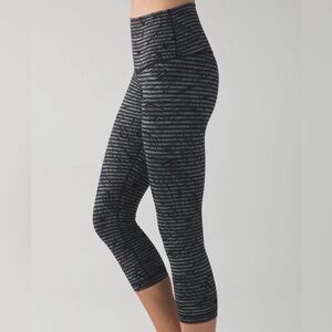 Lululemon Wunder Under Crop II *Full-On Luon Stripe Play in Slate Black